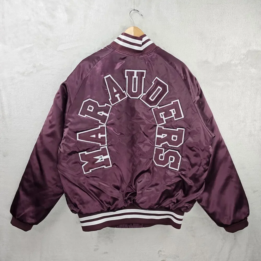 Vintage Don Alleson Bomber Jacket XL Maroon Satin Quilted Lining Antelope Valley